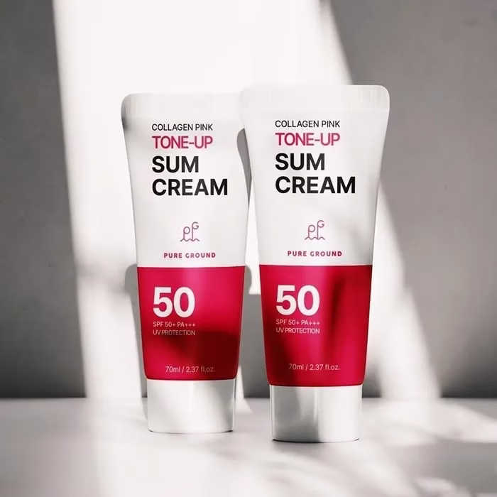 Pure Ground Collagen Pink Tone Up Sun Cream SPF50