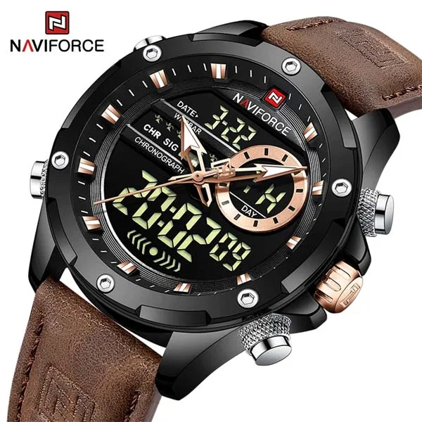 Naviforce 9208 L Man watch - Black Brown