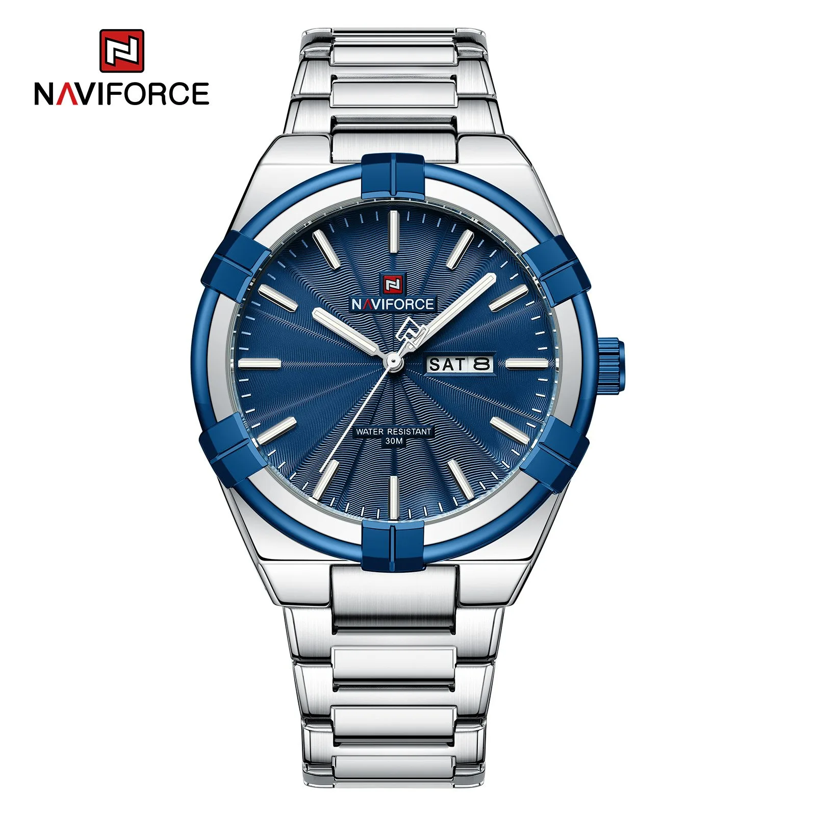 Naviforce 9218 CH For Men- Silver Blue