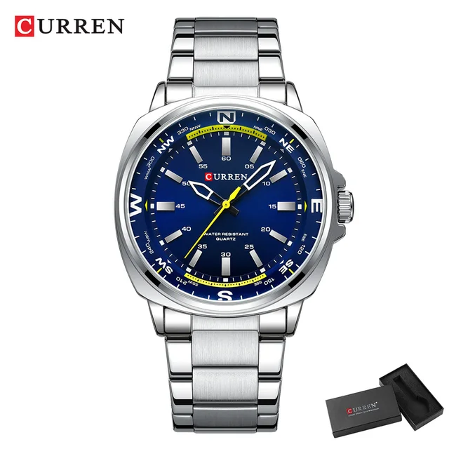 Curren 8455 CH For Men- Silver Blue