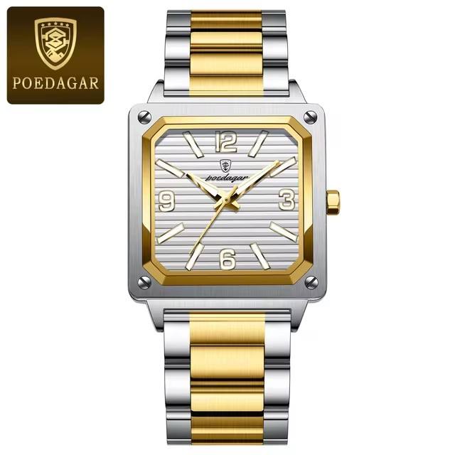 Poedagar 870 Men's Watch - Silver Gold White