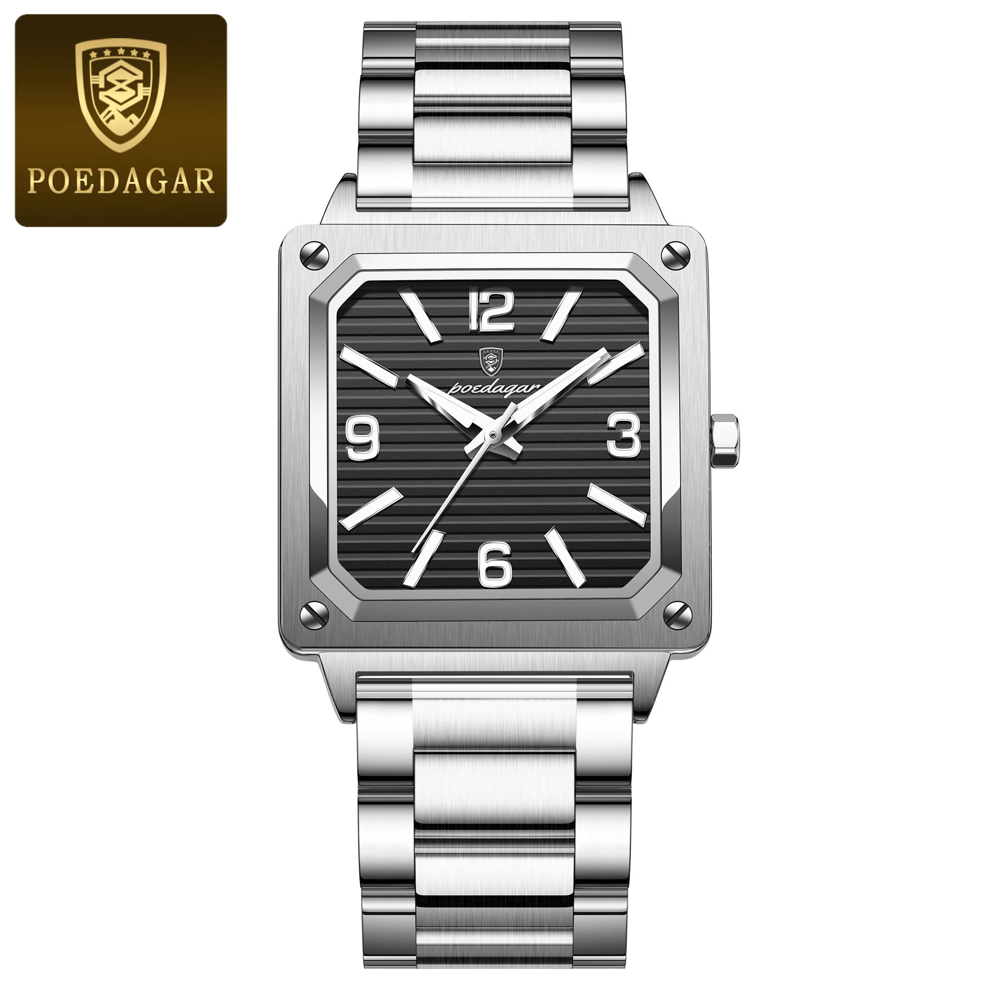 Poedagar 870 Men's Watch - Silver Black
