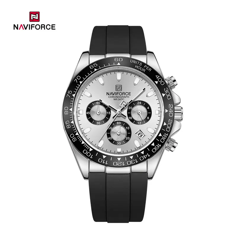 Naviforce 8054 For Men- Black White