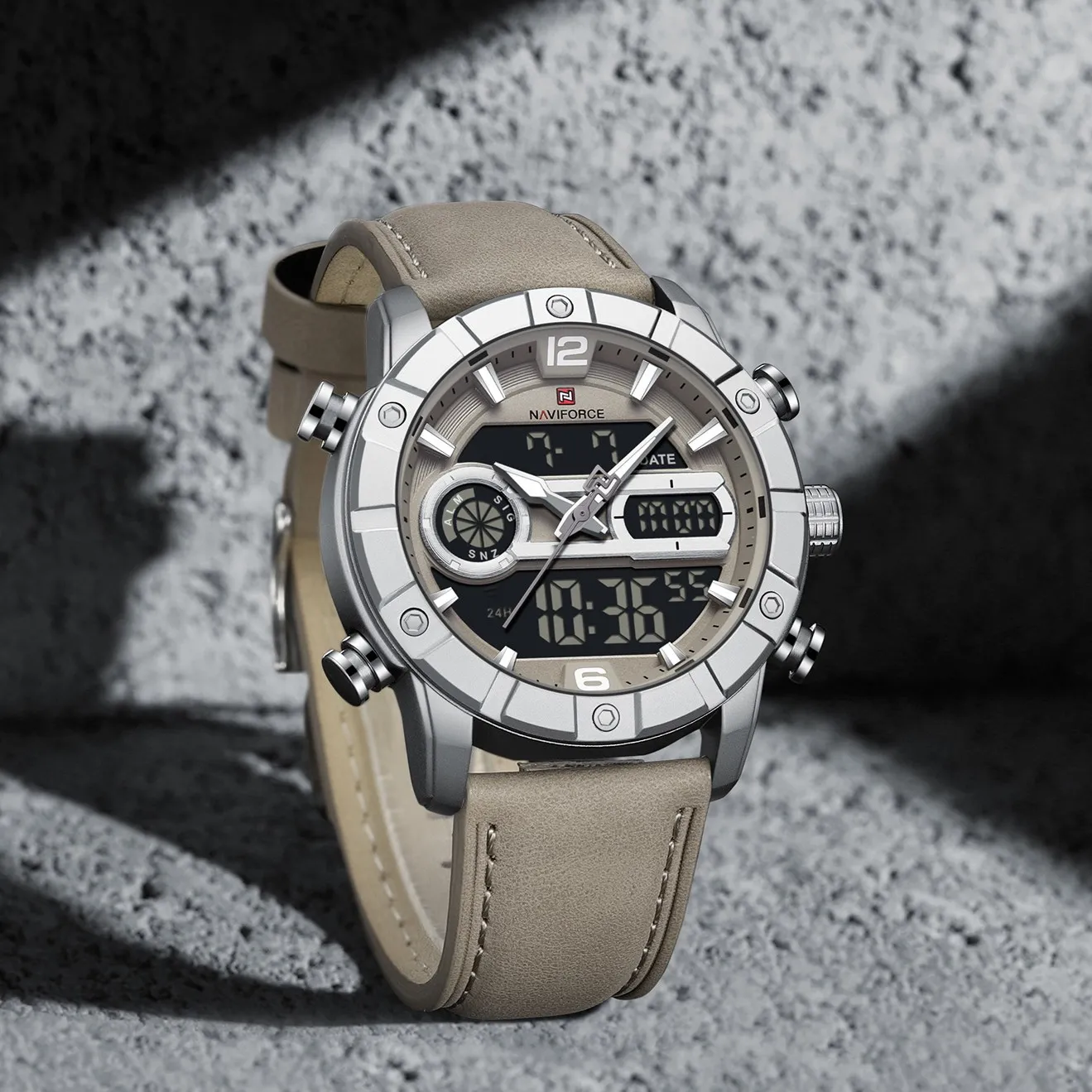 Naviforce 9263 For Men- Silver Gray