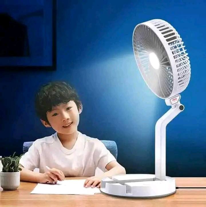 LR Adjustable Rechargeable Folding Fan with LED Light