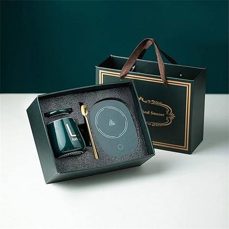 Coffee Cup Warmer, Smart Thermostat Coaster 55 Degree Heating Automatic Thermostat Cup (Green) Modern Coffee Cup Saucer